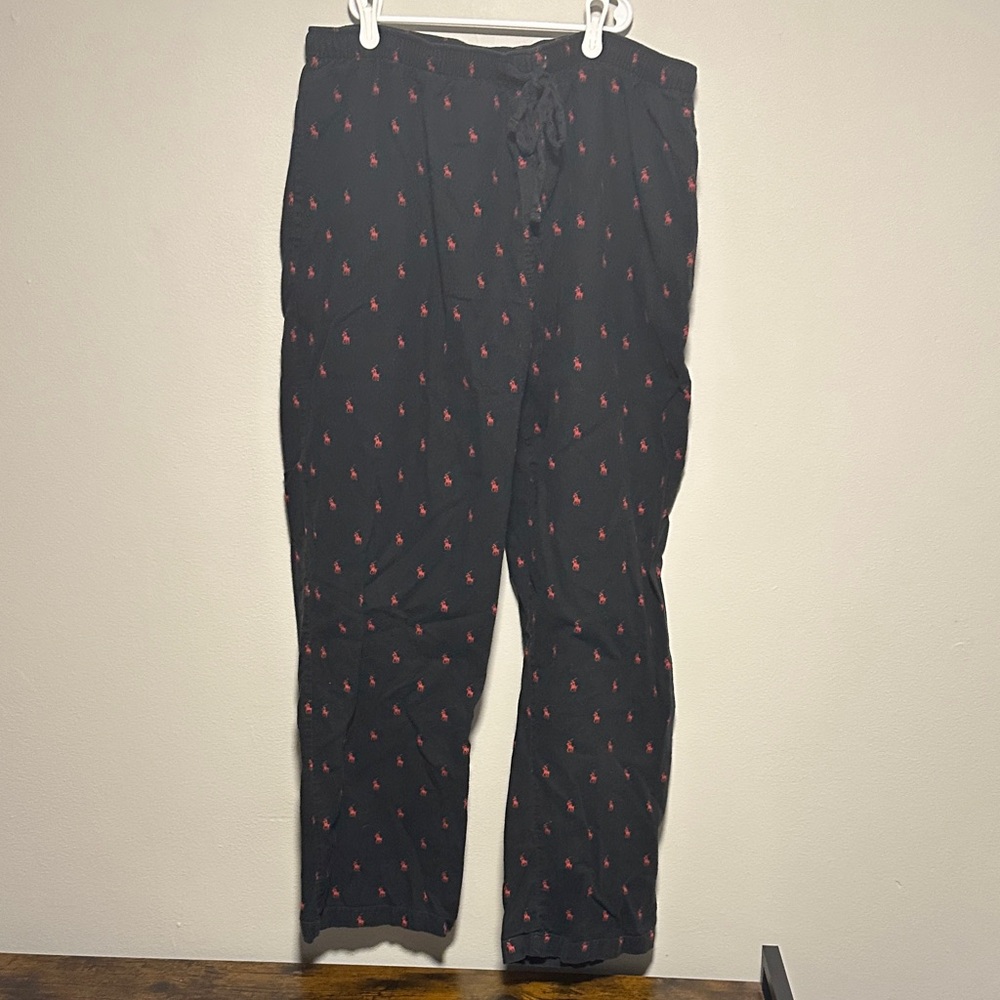 Polo Ralph Lauren Black sleep pants with Red Logo Pattern